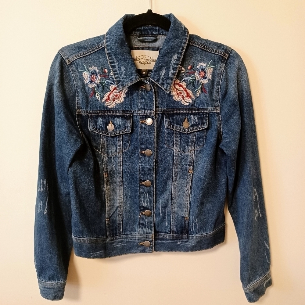 Ashley-vintage Charm Boho Women's Jean Jacket Sz M